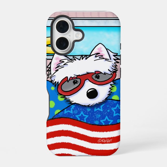 Poolboy Westie iPhone 16 Case (Back)