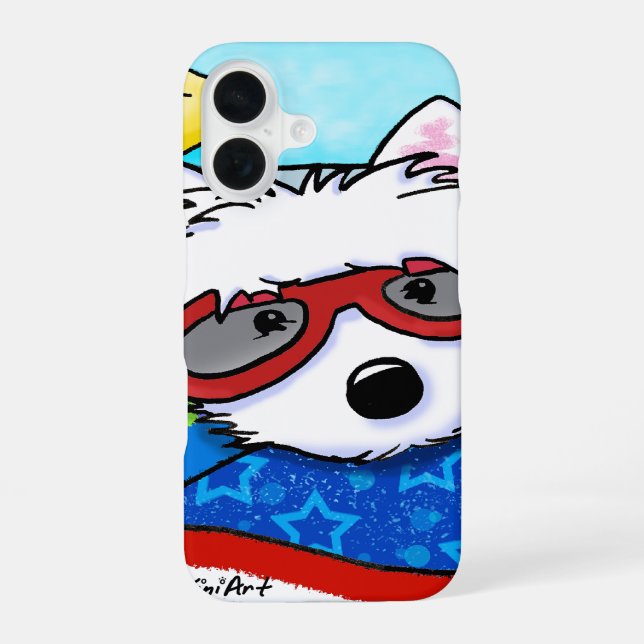 Poolboy Westie iPhone 16 Case (Back)