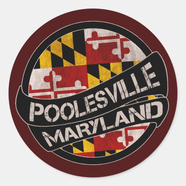 Poolesville Maryland flag grunge stickers (Front)