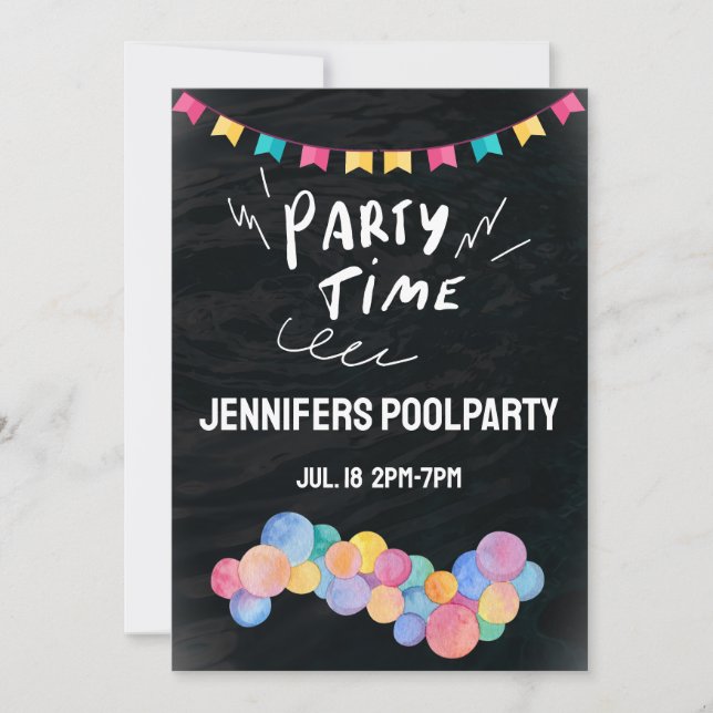 Poolparty Party Time  Invitation (Front)