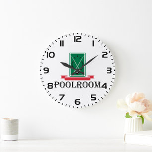 Poolroom Billiards Classic 8 Ball Large Clock