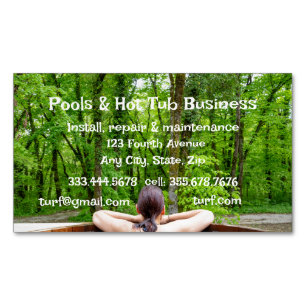 Pools Hot Tub Sauna Construction Repair Service Bu Magnetic Business Card