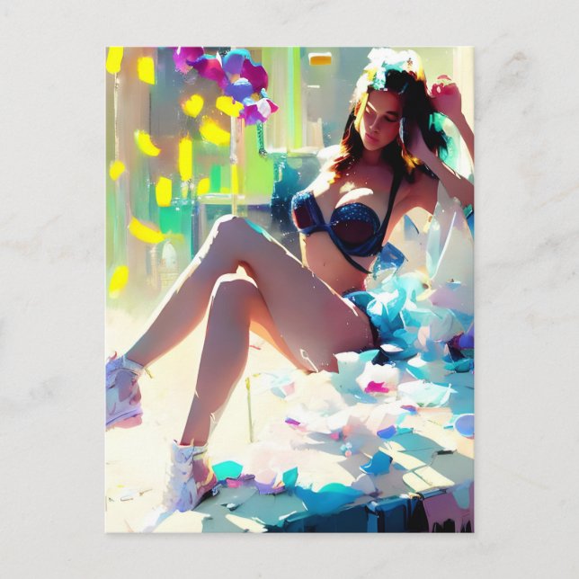 Poolside at the Club fantasy art Postcard (Front)