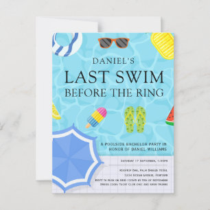 Poolside Bachelor Party Invitation Postcard