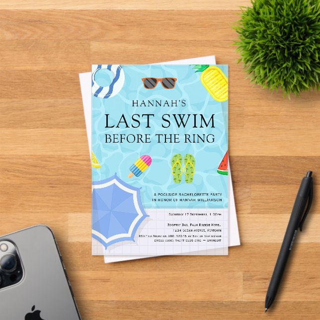 Poolside Bachelorette Party Acrylic Invitation (Insitu (Invitation Card))