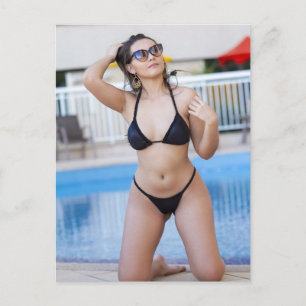 Poolside Bikini Babe Summer Postcard