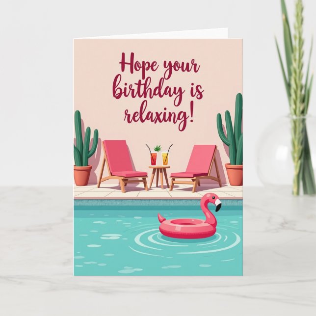 Poolside Birthday Card (Front)