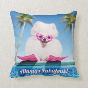 Poolside Dog In Flippers Cushion