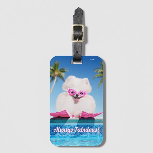Poolside Dog In Flippers Luggage Tag (Front Vertical)
