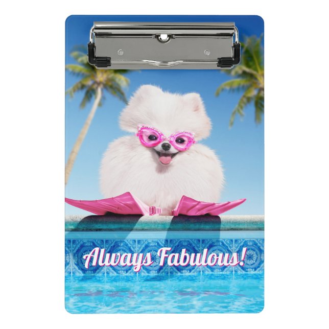 Poolside Dog In Flippers Mini Clipboard (Front)