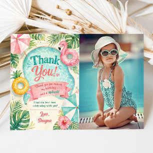 Poolside Party Birthday Photo Thank You Card