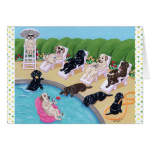 Poolside Party Labradors Painting