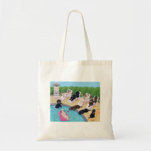 Poolside Party Labradors Painting Tote Bag