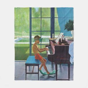 Poolside Piano Practice Fleece Blanket