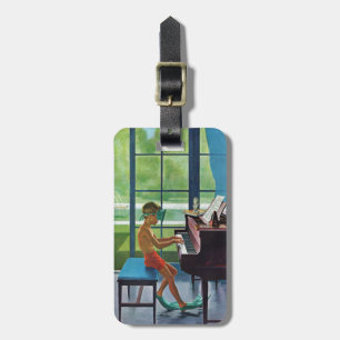 Poolside Piano Practice Luggage Tag