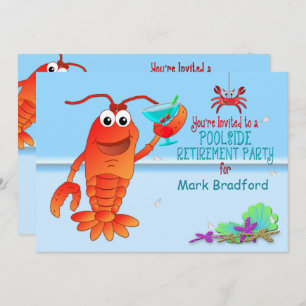 POOLSIDE  RETIREMENT PARTY INVITATION- LOBSTER INVITATION