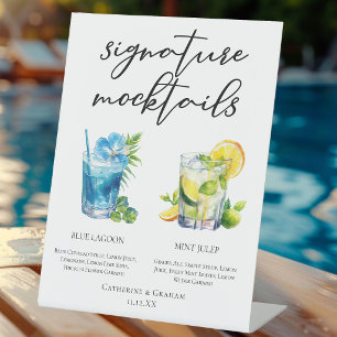 Poolside Signature Mocktails Summer Menu Pedestal Sign