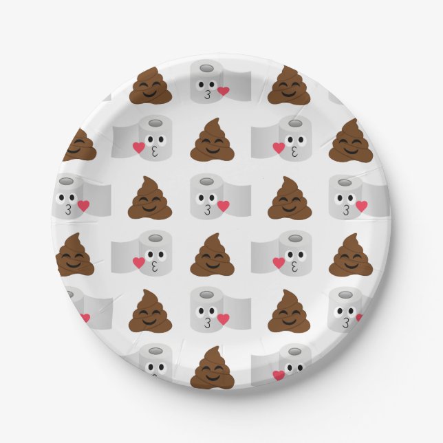 poop emoji and toilet tissue paper plate (Front)