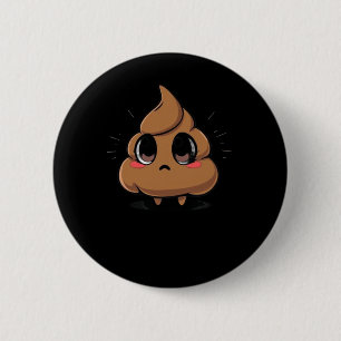 Poop Emoji Chibi Sticker  6 Cm Round Badge