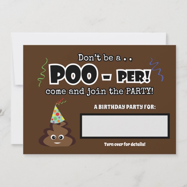 POOP emoji cute funny birthday party kids Invitation (Front)