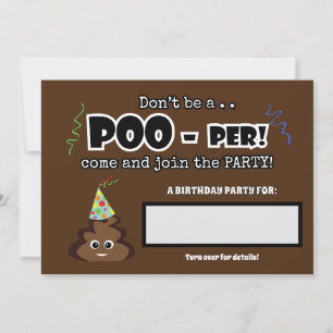 POOP emoji cute funny birthday party kids  Invitation