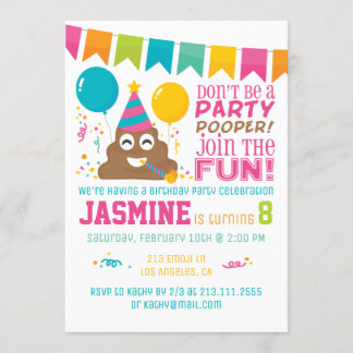 Poop Emoji Funny Birthday Party Invitation