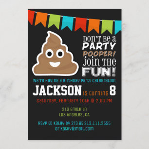 Poop Emoji Funny Boys Birthday Party Invitation