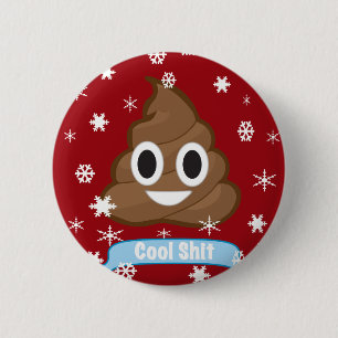 Poop Emoji Funny Christmas Button badge