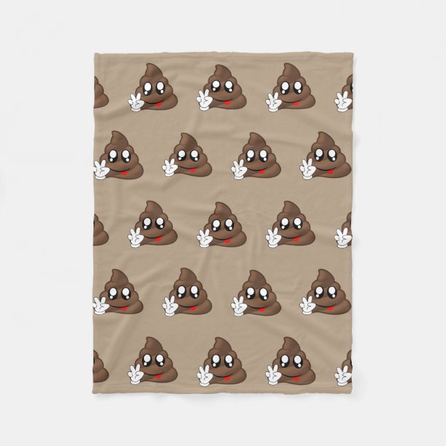 Poop Emoji Peace Sign Hands Fleece Blanket (Front)