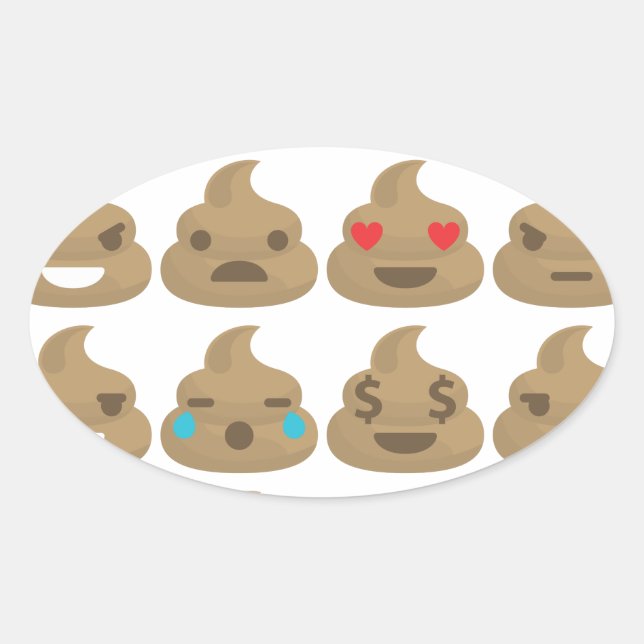 poop emojis oval sticker (Front)