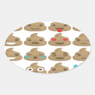poop emojis oval sticker