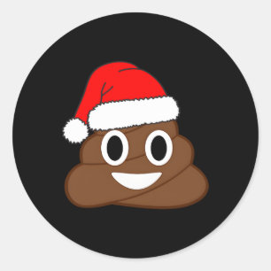 Poop Emoticon Santa Face Emoticon Py Classic Round Sticker