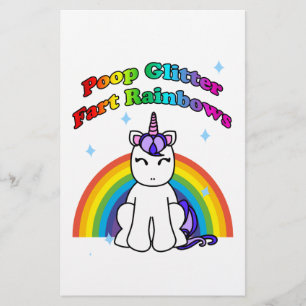 Poop Glitter Fart Rainbows Stationery