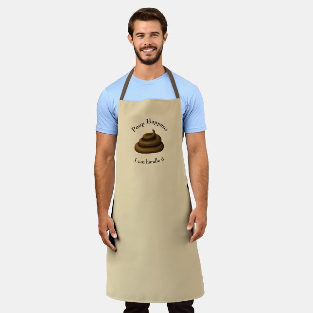 "Poop Happens" Customisable Stressful Day Humour Apron (Worn)
