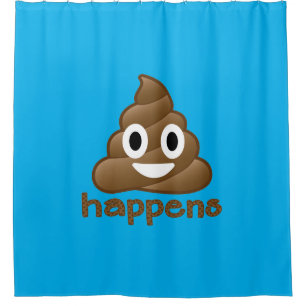 Poop Happens Emoji Shower Curtain