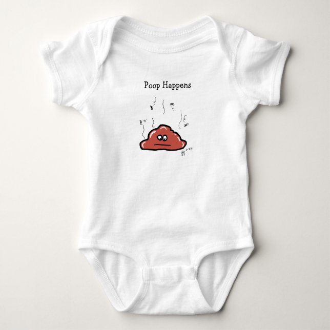 Poop Happens onesy Baby Bodysuit (Front)