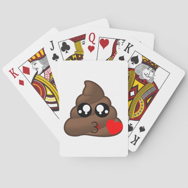 Poop Heart Love Emoji Playing Cards (Back)