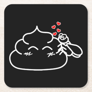 Poop in Love - Brootsch the PooPoo Square Paper Coaster