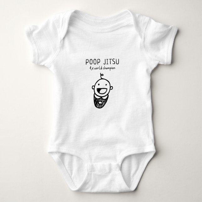 Poop Jitsu 4 x World Champion bodysuits one-pieces (Front)