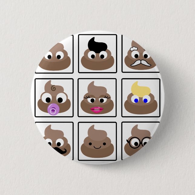 Poop Many Faces 6 Cm Round Badge (Front)
