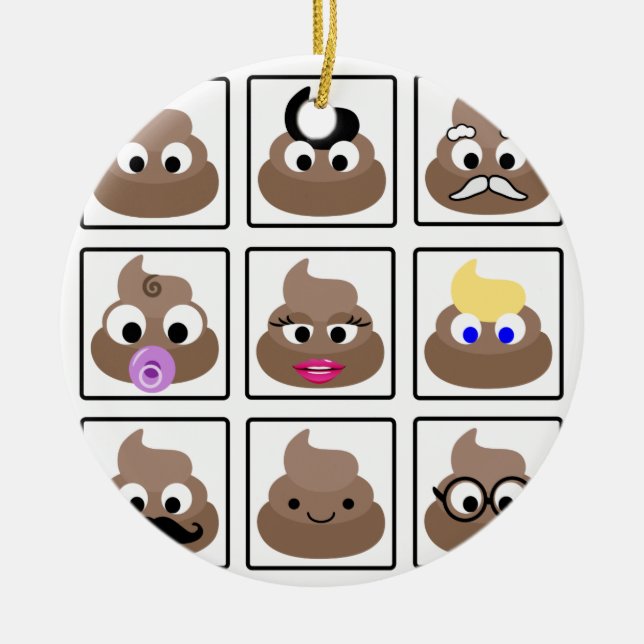Poop Many Faces Ceramic Ornament (Front)