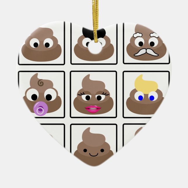 Poop Many Faces Ceramic Tree Decoration (Front)