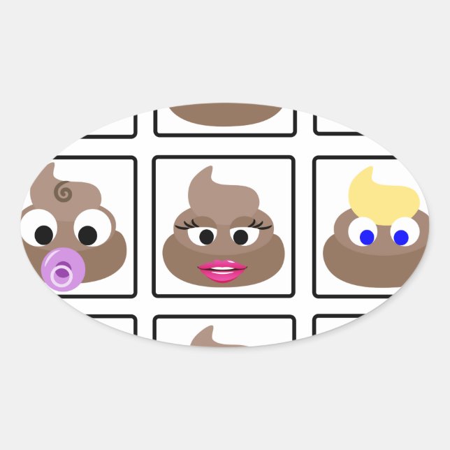Poop Many Faces Oval Sticker (Front)
