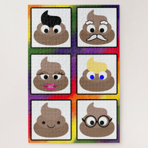 Poop Many Faces Rainbow Backrgound  Jigsaw Puzzle