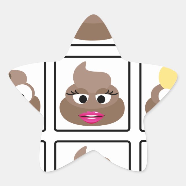 Poop Many Faces Star Sticker (Front)