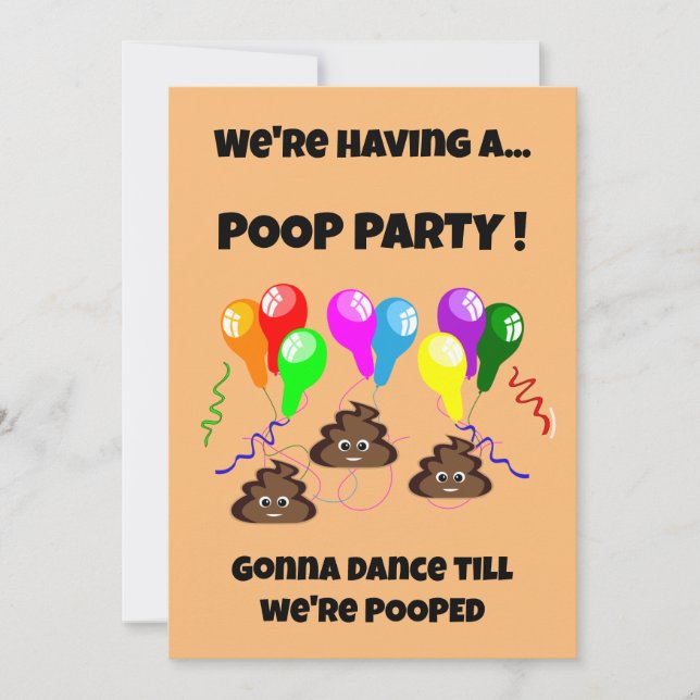 POOP party funny cute girls boys birthday Invitation (Front)