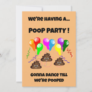 POOP party funny cute girls boys birthday Invitation
