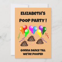 POOP party funny cute girls boys birthday