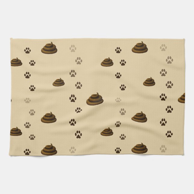 Poop & Paw Prints Cute Messy Pets Animal Lovers' Tea Towel (Horizontal)