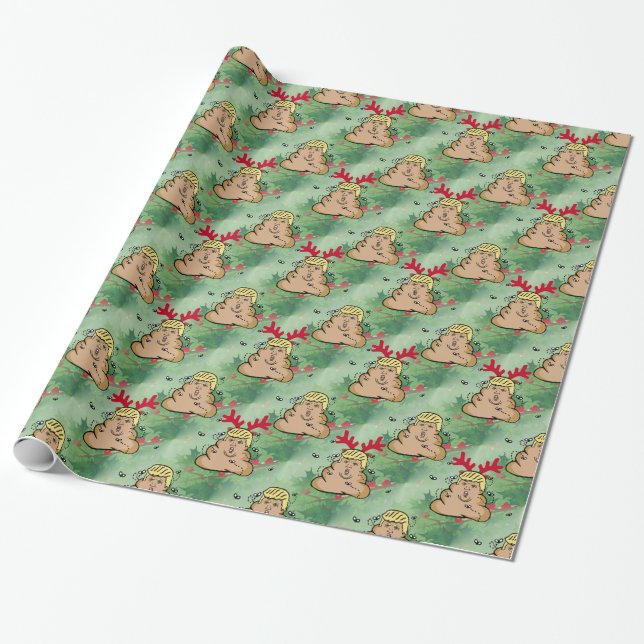 poop reindeer donald trump wrapping paper (Unrolled)